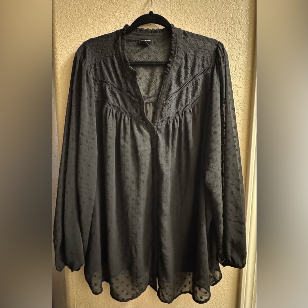 Torrid Black Textured Blouse